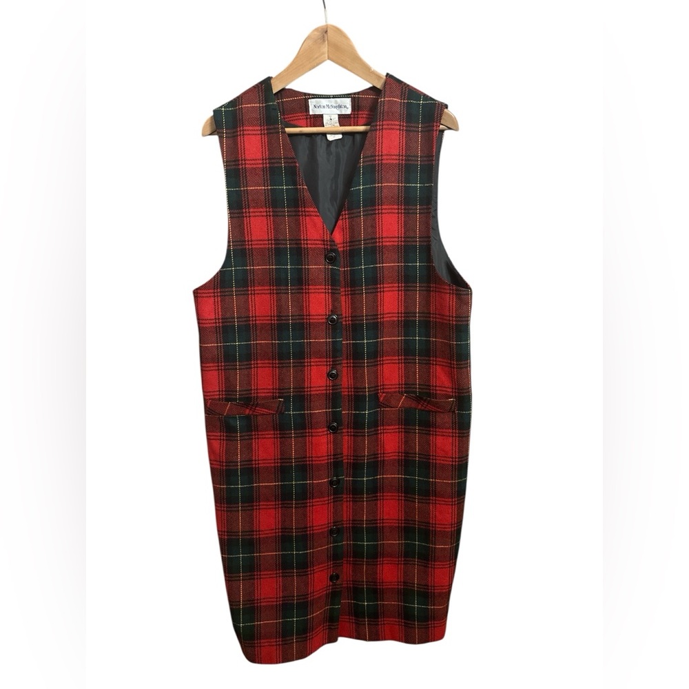Vintage Norton McNaughton Plaid Dress Christmas Size 12 Sleeveless Wool Lined